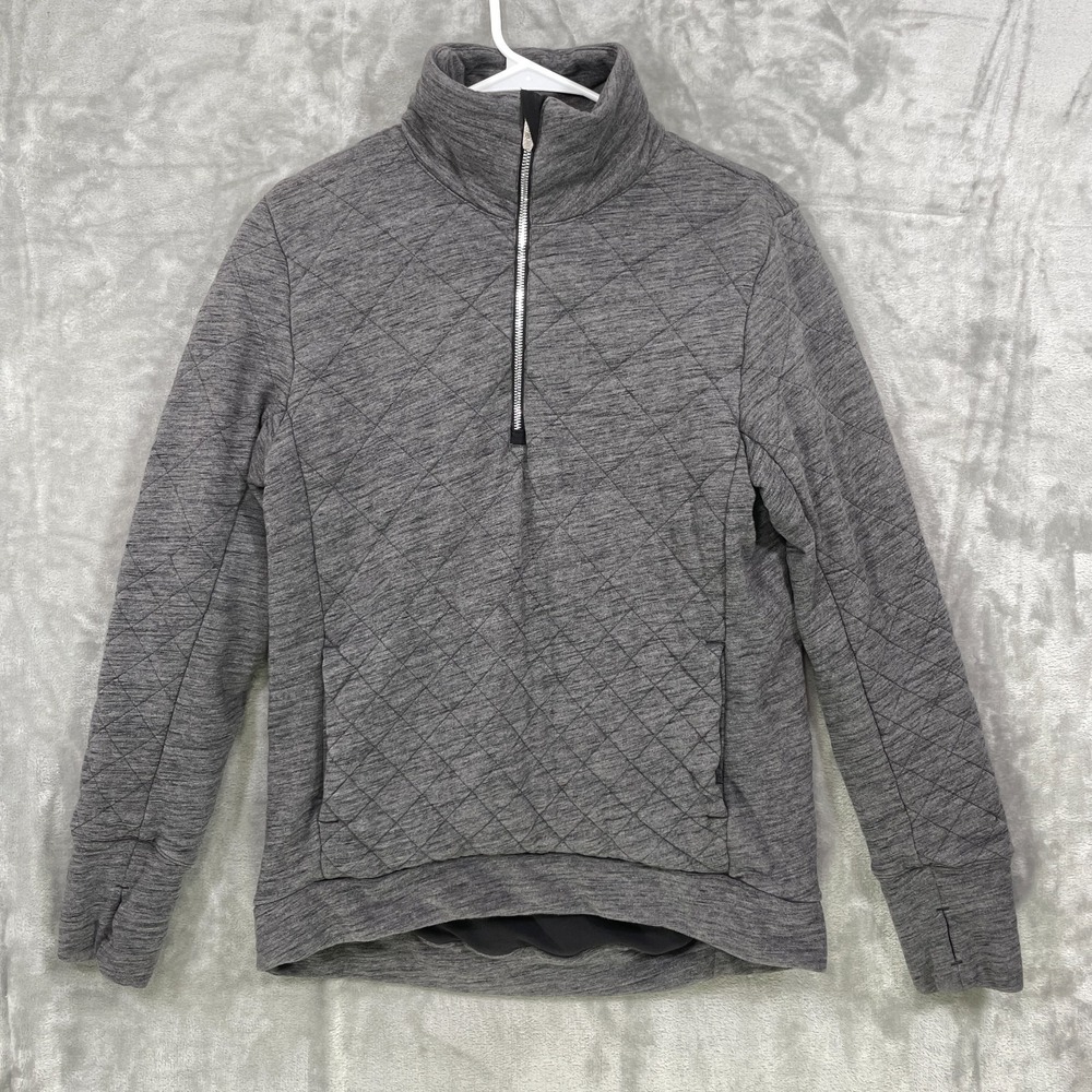 Lululemon Forever Warm Pullover Womens Size 6 Gray Quilted 1/4 Zip Lined Chunky